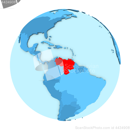 Image of Venezuela on globe isolated