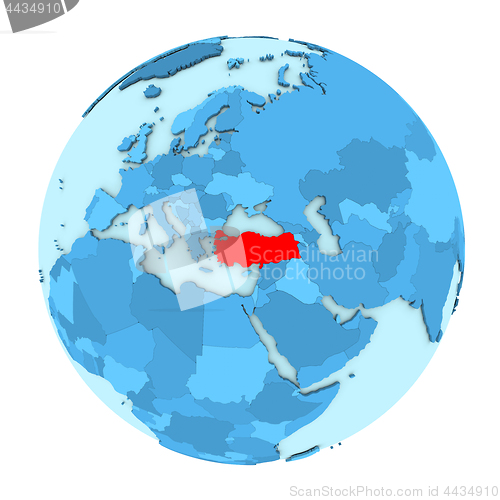 Image of Turkey on globe isolated