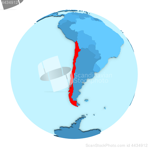 Image of Chile on globe isolated