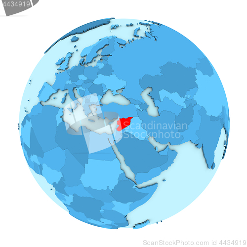 Image of Syria on globe isolated