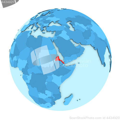 Image of Eritrea on globe isolated