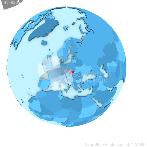 Image of Slovakia on globe isolated