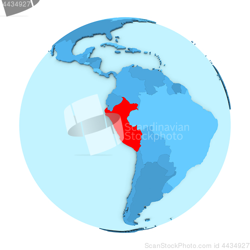 Image of Peru on globe isolated