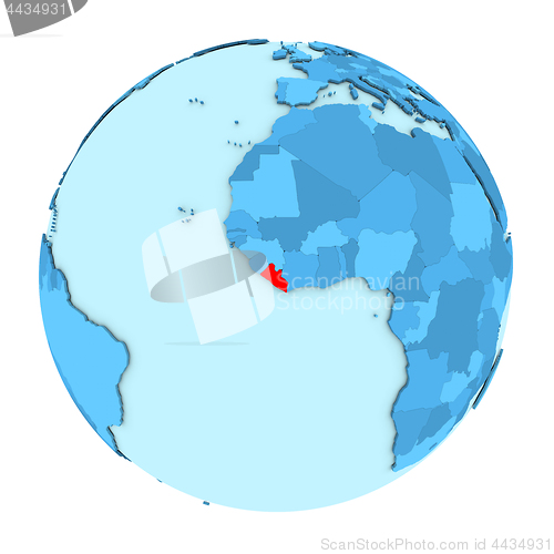 Image of Liberia on globe isolated