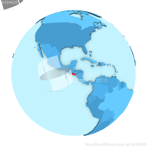 Image of El Salvador on globe isolated