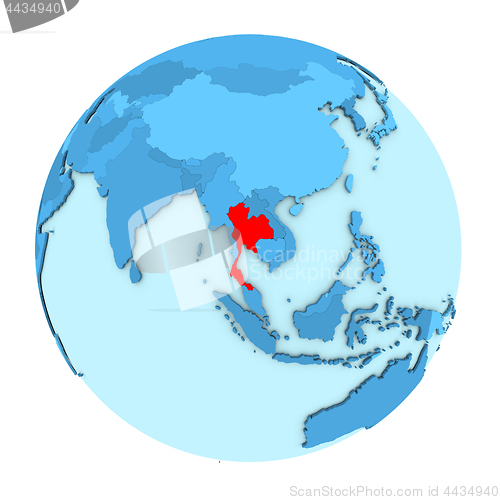 Image of Thailand on globe isolated