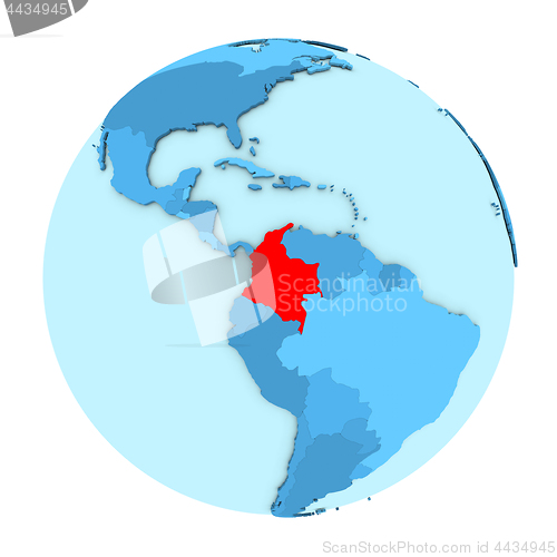 Image of Colombia on globe isolated