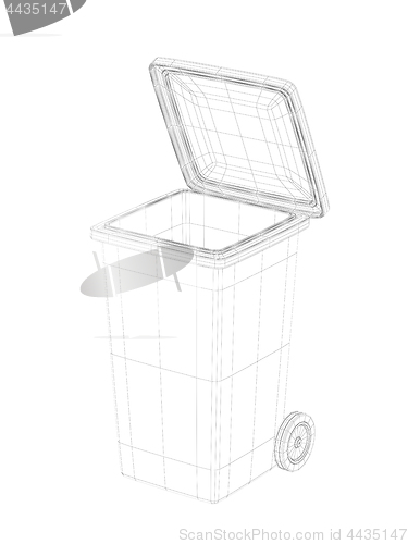 Image of 3D wire-frame model of trash bin
