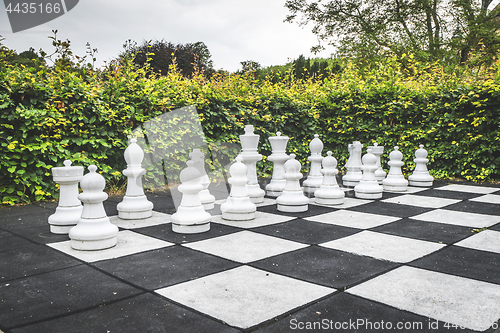 Image of Large chess game in a park in the spring