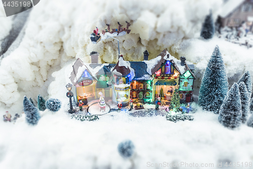 Image of Miniature Christmas village in the winter