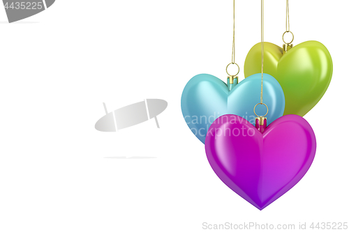 Image of Colorful heart shaped Christmas balls