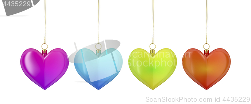 Image of Colorful heart shaped Christmas balls