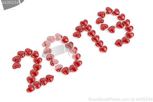 Image of Number 2019 with red hearts