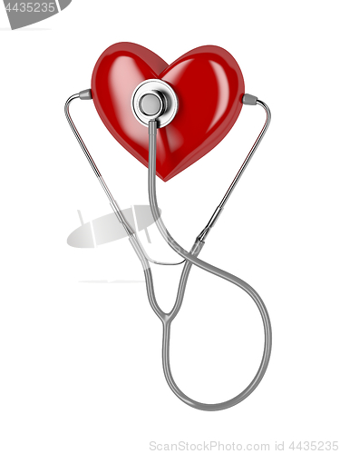 Image of Red heart and a stethoscope