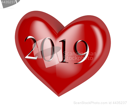 Image of Year 2019 in red heart