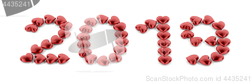 Image of Happy new year 2019 with red hearts