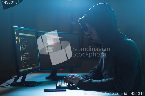 Image of hacker using computer virus for cyber attack