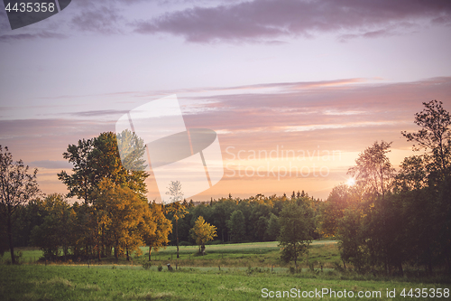 Image of Sunset in a countryside landscape