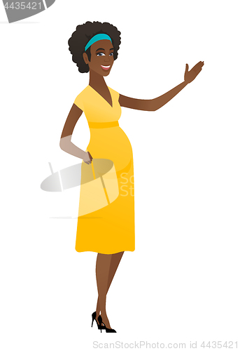 Image of African pregnant woman showing a direction.