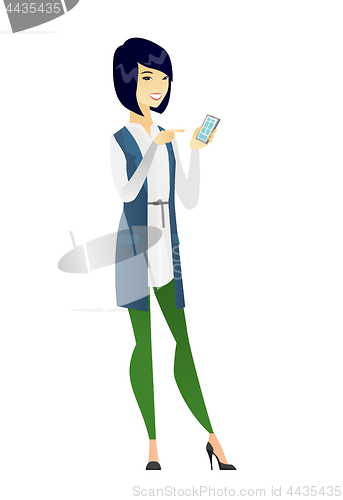 Image of Asian business woman holding a mobile phone.