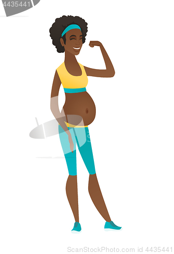 Image of Young pregnant woman in good physical form.