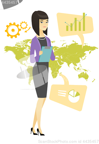 Image of Business woman working in global business.