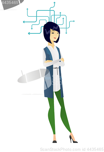 Image of Young asian business woman thinking.
