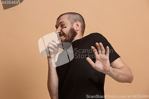 Image of Portrait of the scared man on pastel