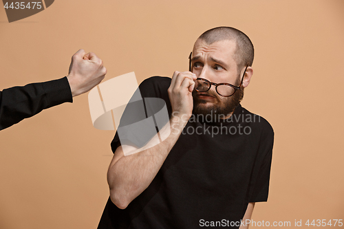 Image of Portrait of the scared man on pastel