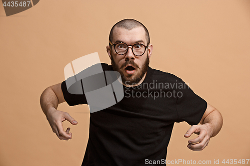 Image of Portrait of the scared man on pastel