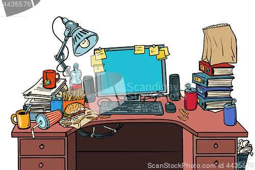 Image of pop art Male workplace Isolate on white background