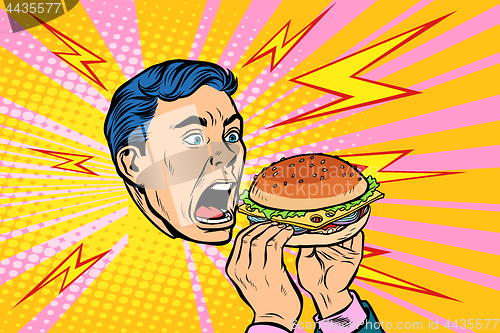 Image of man eating Burger