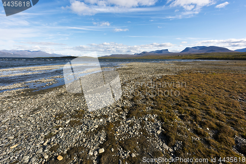 Image of Landscape with Torneträsk lake and u-shaped valley Lapporten, N