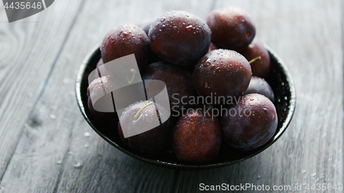 Image of Washed whole plumbs in bowl 