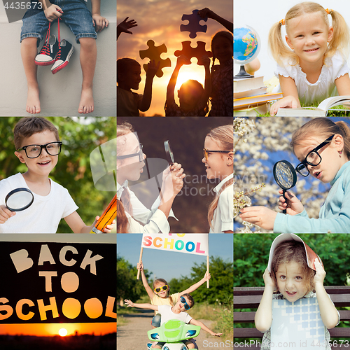 Image of Happy children playing outdoors at the day time.