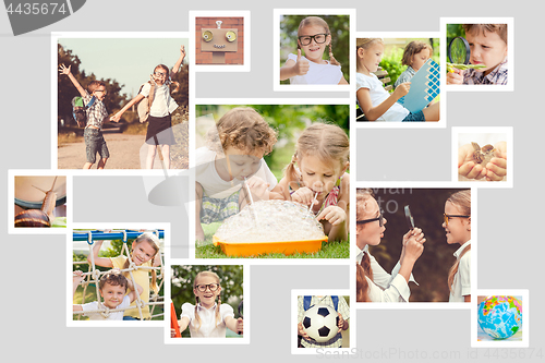 Image of Happy children playing outdoors at the day time.