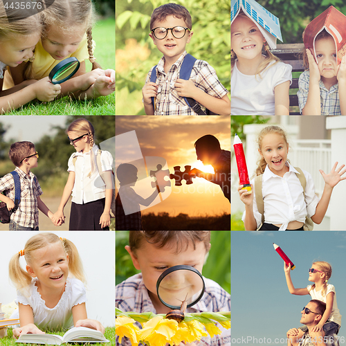 Image of Happy children playing outdoors at the day time.