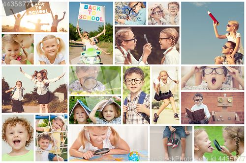 Image of Happy children playing outdoors at the day time.