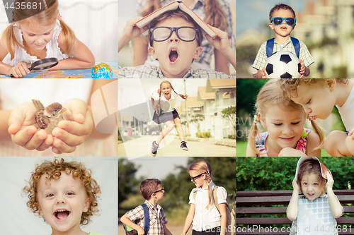 Image of Happy children playing outdoors at the day time.