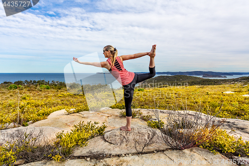 Image of Yoga, Natarajasana, or Lord of the Dance among wildflowers