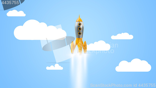 Image of a retro rocket start up