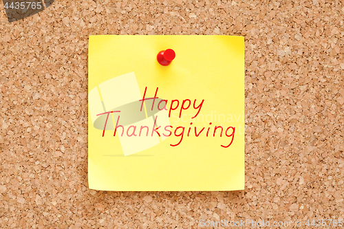 Image of Happy Thanksgiving Handwritten On Sticky Note