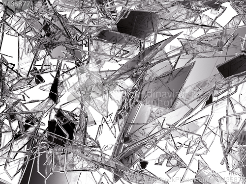 Image of Pieces of glass broken or cracked on white