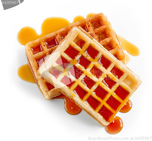 Image of waffles with caramel sauce