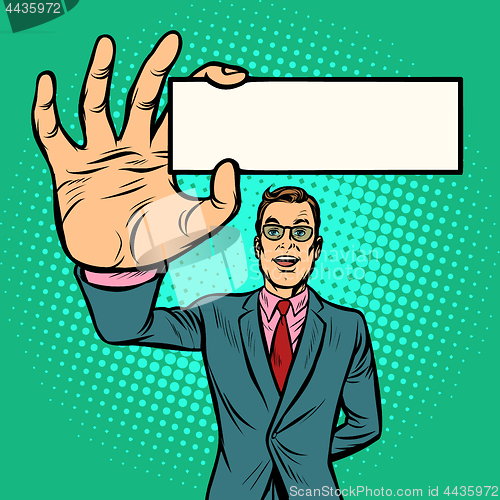 Image of businessman with business card form