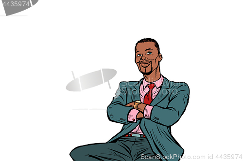 Image of pop art African businessman sitting