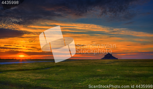 Image of Sunset at Mont Saint Michel Abbey