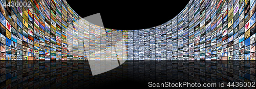 Image of Big multimedia video and image video wall of the TV widescreen