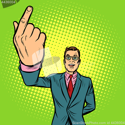 Image of man index finger up