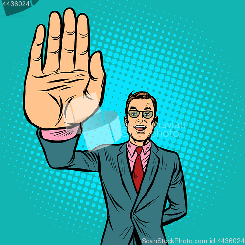 Image of man stop hand gesture